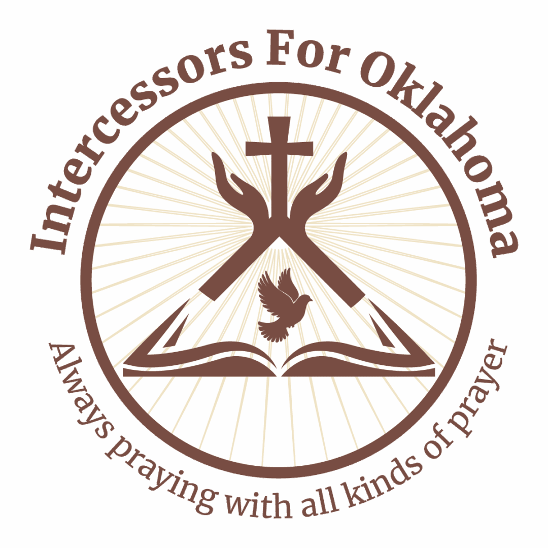 Logo featuring a cross, open Bible, and dove with prayer motto.